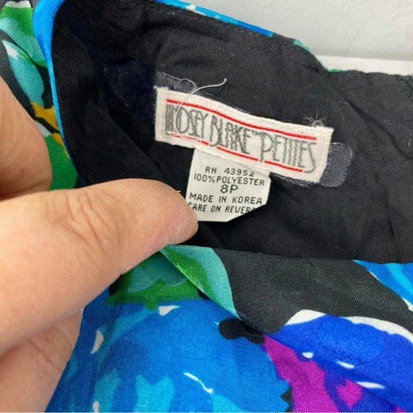 Vintage Lindsey Blake Petites Bright Floral Pleat Layered Cocktail Dress 8P - Picture 5 of 7